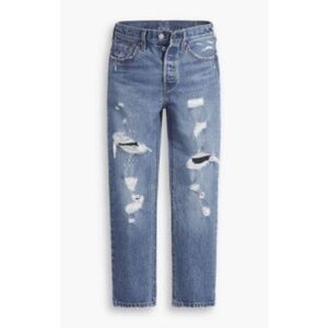 LEVI’S 501 HIGH RISE STRAIGHT CROPPED JEANS